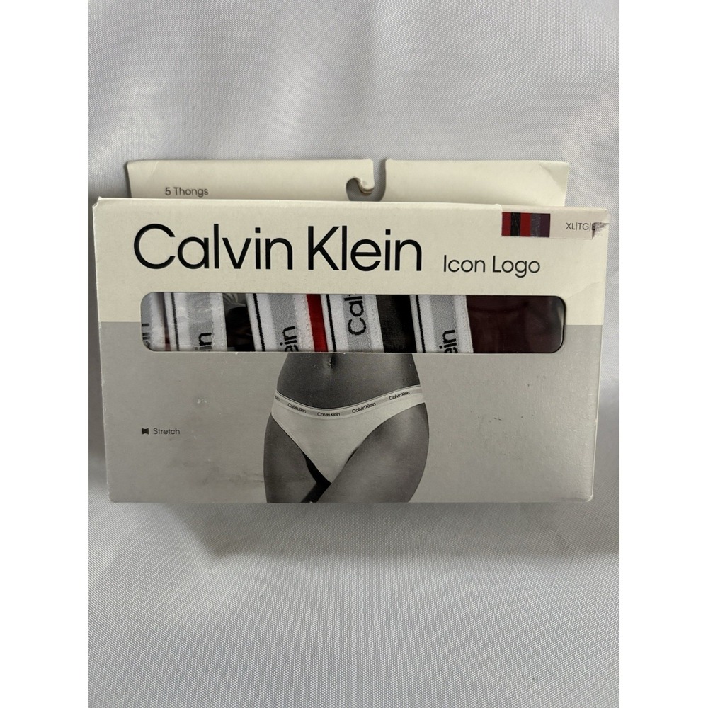 NEW Calvin Klein 5-Pack Cotton Blend Thongs QD5221-60-1 Multi Women's XLARGE